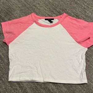 White and pink cropped forever 21 t-shirt